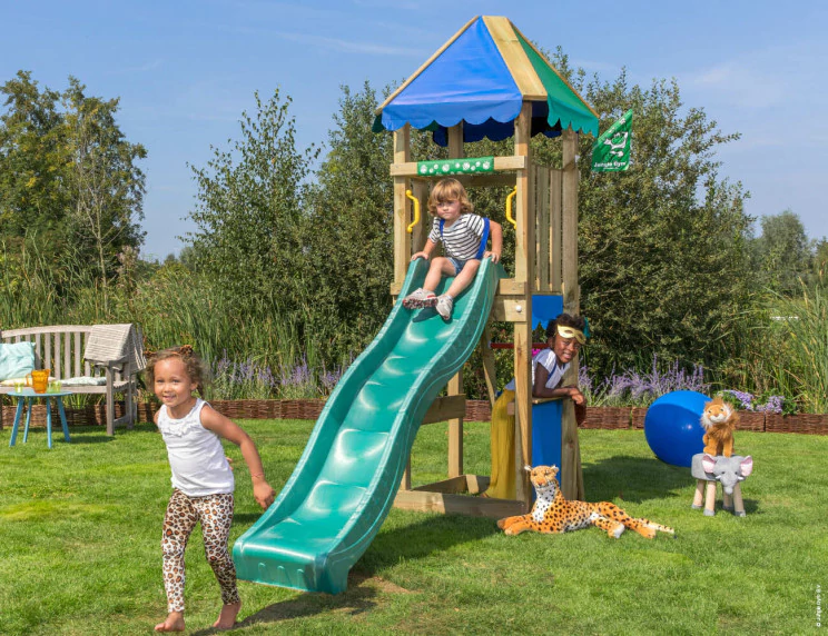 Jungle Cirque | Wooden climbing frame with slide & market stall Jungle Cirque | Wooden climbing frame with slide & market stall