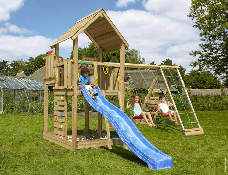 Jungle Palace | Wooden climbing frame with swings & climbing net Jungle Palace | Wooden climbing frame with swings & climbing net
