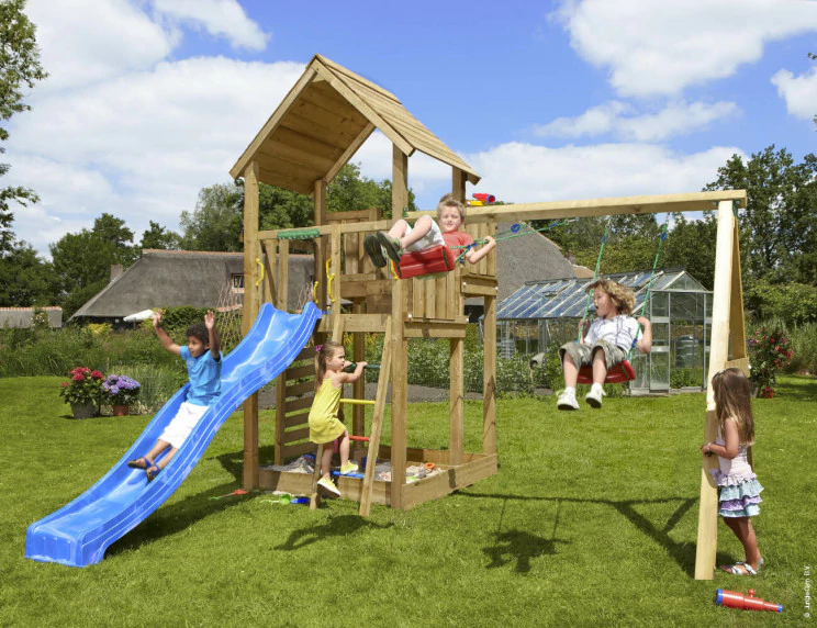 Jungle Palace | Wooden climbing frame with double swing Jungle Palace | Wooden climbing frame with double swing