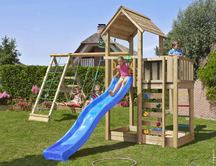 Jungle Mansion | Wooden climbing frame with swings & climbing net Jungle Mansion | Wooden climbing frame with swings & climbing net