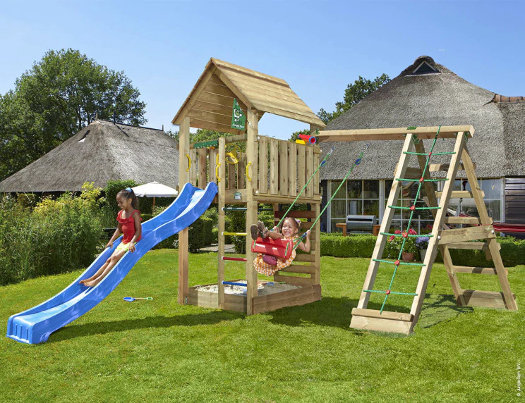 Jungle Cabin | Wooden climbing frame with swing & climbing net Jungle Cabin | Wooden climbing frame with swing & climbing net