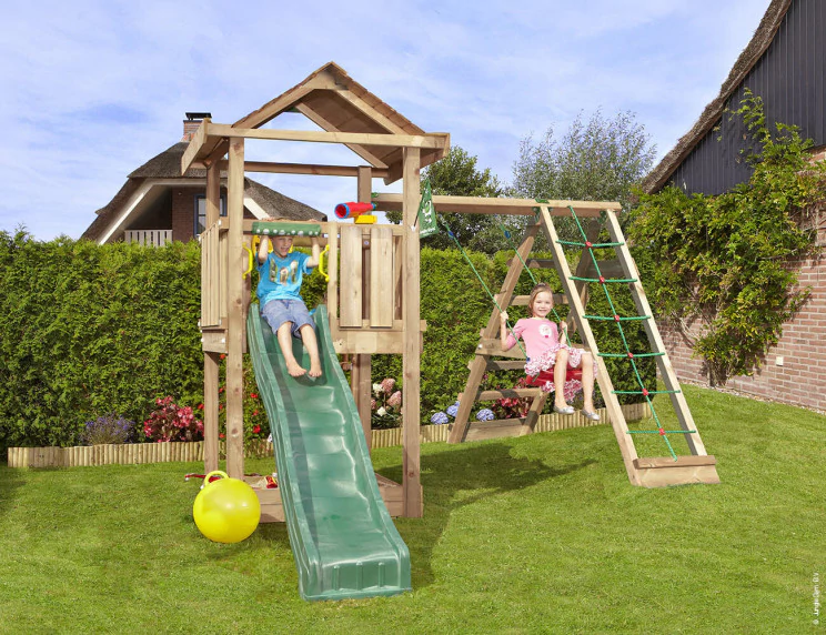 Jungle House | Wooden climbing frame with swing & climbing net Jungle House | Wooden climbing frame with swing & climbing net