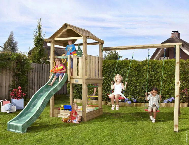 Jungle House | Wooden climbing frame with double swing Jungle House | Wooden climbing frame with double swing