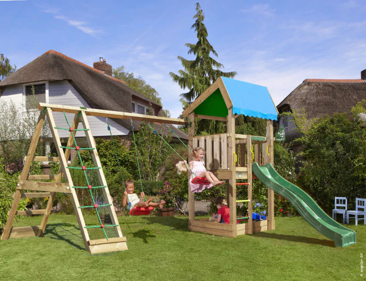 Jungle Home | Wooden climbing frame with swing & climbing net Jungle Home | Wooden climbing frame with swing & climbing net