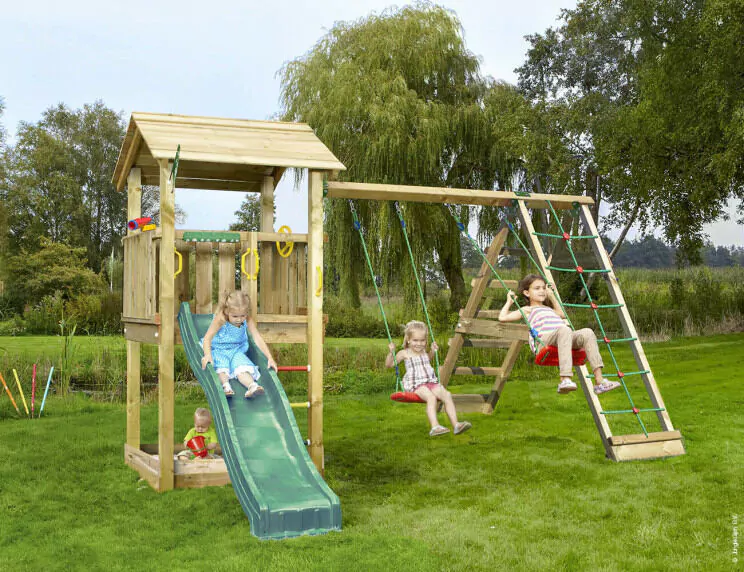 Jungle Casa | Wooden climbing frame with swings & climbing net Jungle Casa | Wooden climbing frame with swings & climbing net