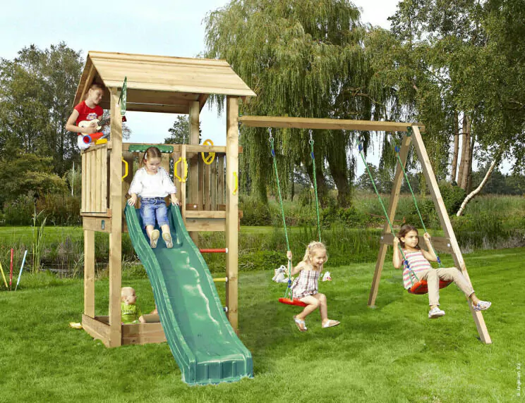Jungle Casa | Wooden climbing frame with double swing Jungle Casa | Wooden climbing frame with double swing