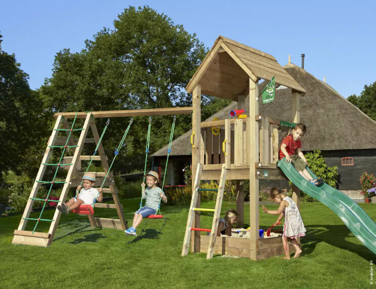 Jungle Club | Wooden climbing frame with swings & climbing net Jungle Club | Wooden climbing frame with swings & climbing net