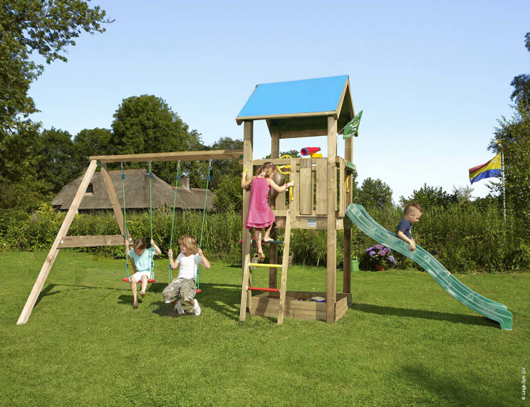 Jungle Castle | Wooden climbing frame with double swing Jungle Castle | Wooden climbing frame with double swing