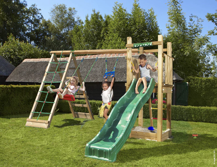 Jungle Tower | Wooden climbing frame with swings & climbing net Jungle Tower | Wooden climbing frame with swings & climbing net