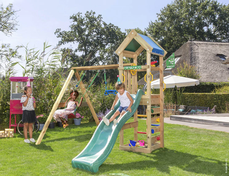 Jungle Patio | Wooden climbing frame with double swing Jungle Patio | Wooden climbing frame with double swing