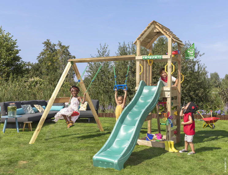 Jungle Cocoon | Wooden climbing frame with double swing Jungle Cocoon | Wooden climbing frame with double swing