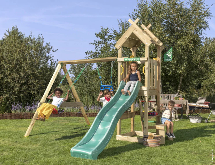 Jungle Totem | Wooden climbing frame with double swing Jungle Totem | Wooden climbing frame with double swing