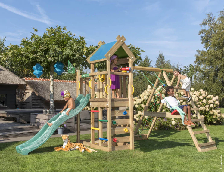 Jungle Nomad | Wooden climbing frame with swing & climbing net Jungle Nomad | Wooden climbing frame with swing & climbing net