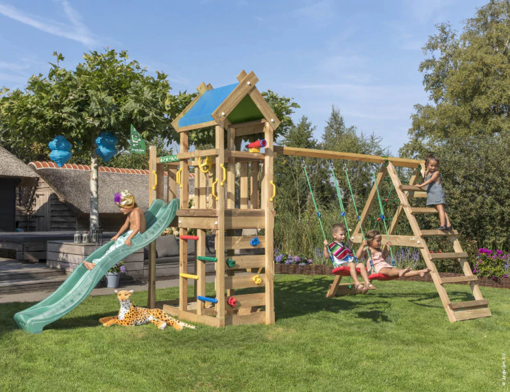 Jungle Nomad | Wooden climbing frame with swings & climbing net Jungle Nomad | Wooden climbing frame with swings & climbing net