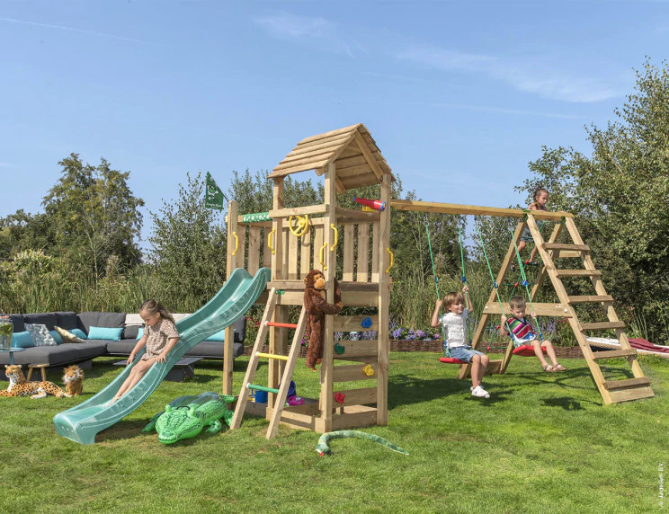 Jungle Safari | Wooden climbing frame with swings & climbing net Jungle Safari | Wooden climbing frame with swings & climbing net