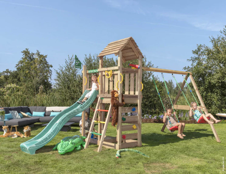 Jungle Safari | Wooden climbing frame with double swing Jungle Safari | Wooden climbing frame with double swing