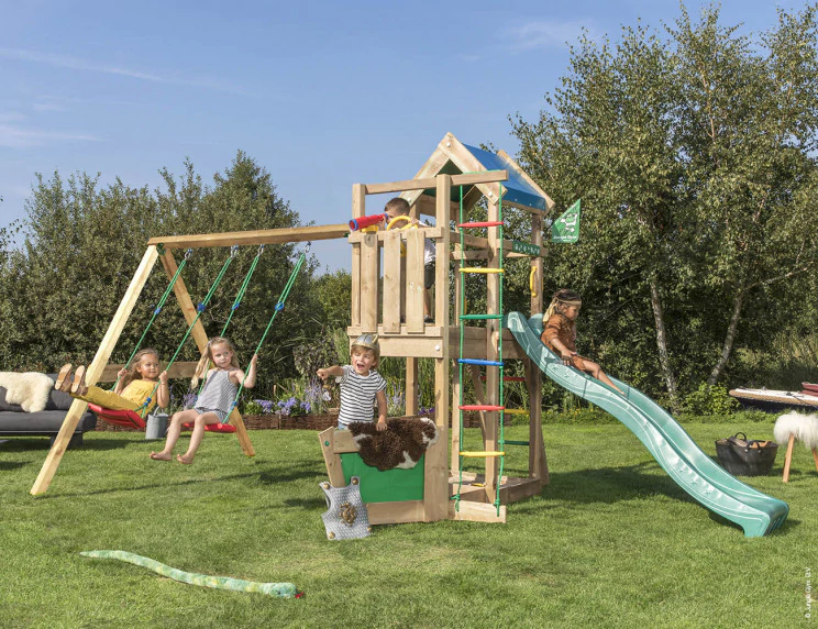 Jungle Viking | Wooden climbing frame with double swing Jungle Viking | Wooden climbing frame with double swing