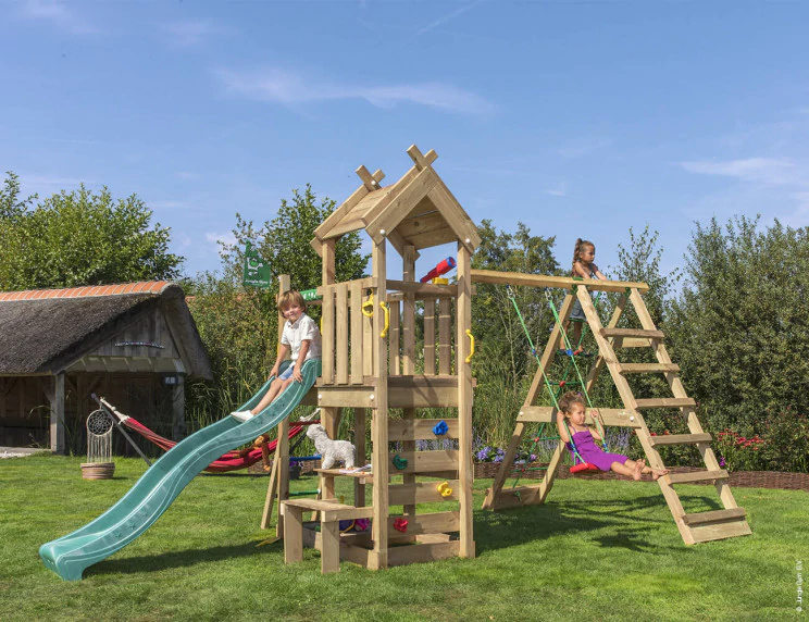 Jungle Teepee | Wooden climbing frame with swing & climbing net Jungle Teepee | Wooden climbing frame with swing & climbing net