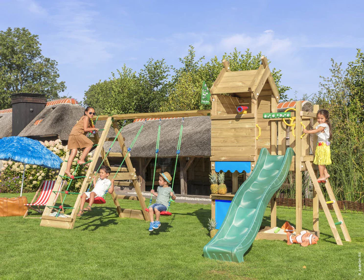 Jungle Resort | Tower playhouse with swings & climbing net Jungle Resort | Tower playhouse with swings & climbing net