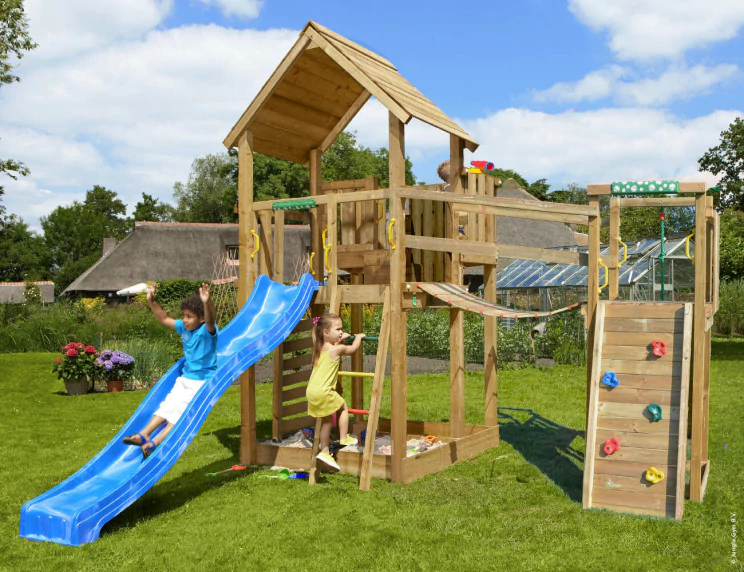 Jungle Palace | Wooden climbing frame with slide & clatter bridge Jungle Palace | Wooden climbing frame with slide & clatter bridge