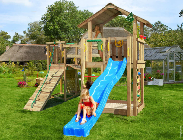 Jungle Chalet | Wooden climbing frame with slide & clatter bridge Jungle Chalet | Wooden climbing frame with slide & clatter bridge