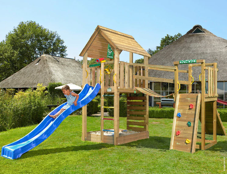 Jungle Cabin | Wooden climbing frame with slide & clatter bridge Jungle Cabin | Wooden climbing frame with slide & clatter bridge