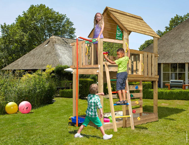 Jungle Cubby | Wooden climbing frame with fireman's pole Jungle Cubby | Wooden climbing frame with fireman's pole