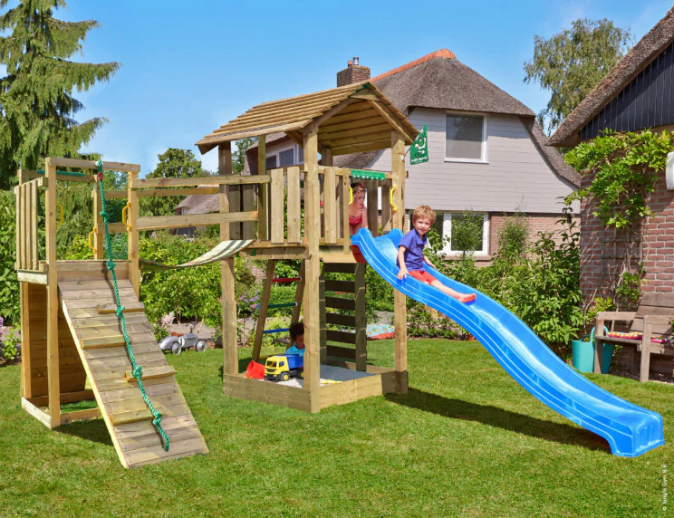 Jungle Cottage | Wooden climbing frame with slide & clatter bridge Jungle Cottage | Wooden climbing frame with slide & clatter bridge