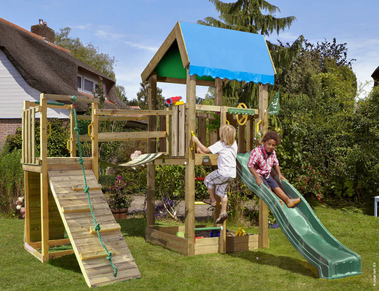 Jungle Home | Wooden climbing frame with slide & clatter bridge Jungle Home | Wooden climbing frame with slide & clatter bridge
