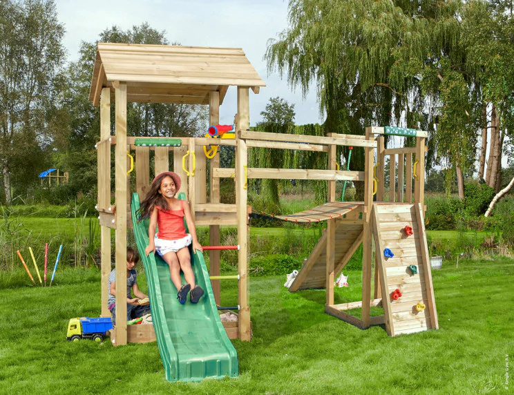 Jungle Casa | Wooden climbing frame with slide & clatter bridge Jungle Casa | Wooden climbing frame with slide & clatter bridge