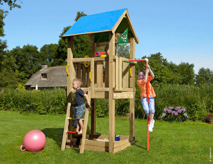 Jungle Castle | Wooden climbing frame with fireman's pole Jungle Castle | Wooden climbing frame with fireman's pole