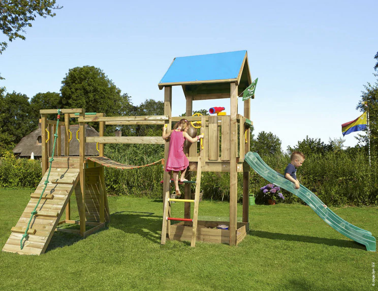 Jungle Castle | Wooden climbing frame with slide & clatter bridge Jungle Castle | Wooden climbing frame with slide & clatter bridge