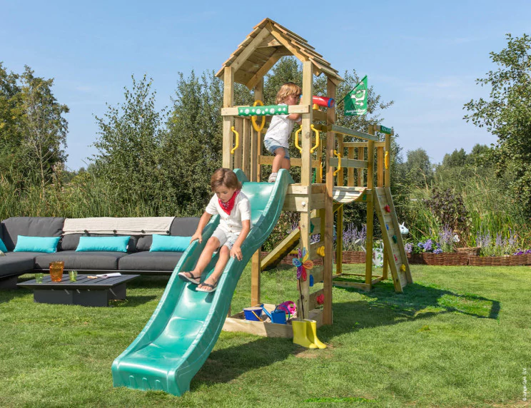 Jungle Cocoon | Wooden climbing frame with slide & clatter bridge Jungle Cocoon | Wooden climbing frame with slide & clatter bridge