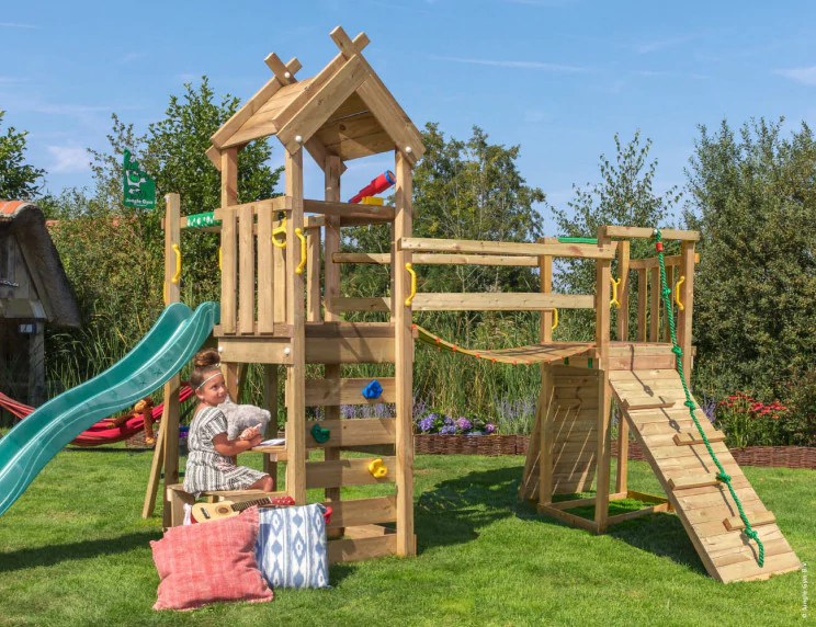 Jungle Teepee | Wooden climbing frame with slide & clatter bridge Jungle Teepee | Wooden climbing frame with slide & clatter bridge