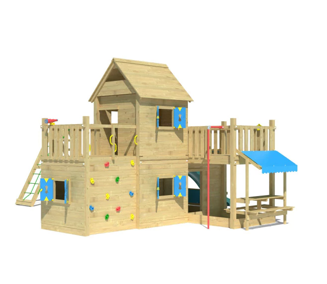 Jungle Hotel | Tower playhouse with swings & climbing net Jungle Hotel | Tower playhouse with swings & climbing net