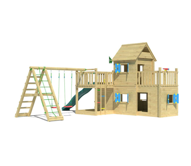 Jungle Hotel | Tower playhouse with swings & climbing net Jungle Hotel | Tower playhouse with swings & climbing net