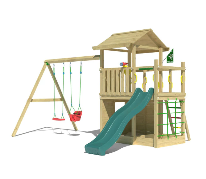 Jungle Cavern | Tower playhouse with double swing Jungle Cavern | Tower playhouse with double swing