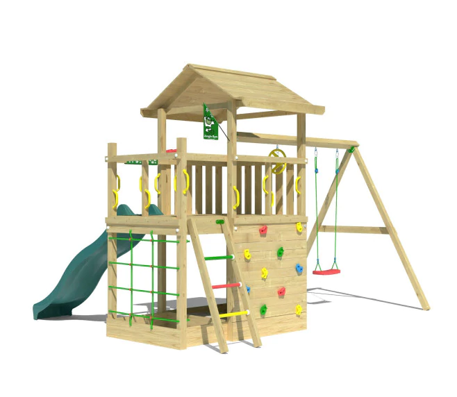Jungle Cavern | Tower playhouse with double swing Jungle Cavern | Tower playhouse with double swing