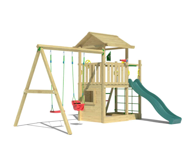 Jungle Cavern | Tower playhouse with double swing Jungle Cavern | Tower playhouse with double swing