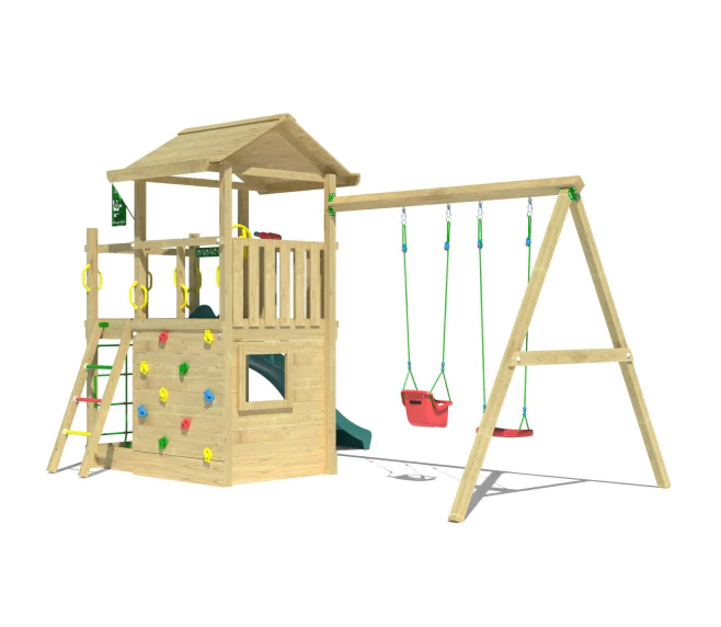 Jungle Cavern | Tower playhouse with double swing Jungle Cavern | Tower playhouse with double swing