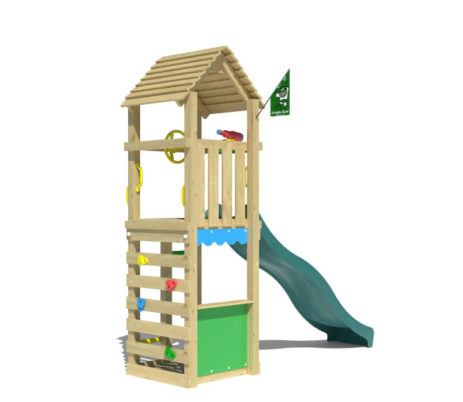 Jungle Nook | Wooden climbing frame with slide & market stall Jungle Nook | Wooden climbing frame with slide & market stall