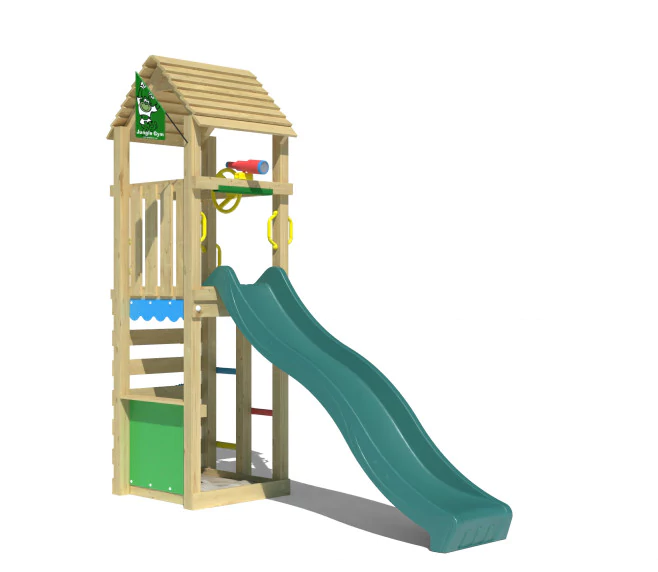 Jungle Nook | Wooden climbing frame with slide & market stall Jungle Nook | Wooden climbing frame with slide & market stall