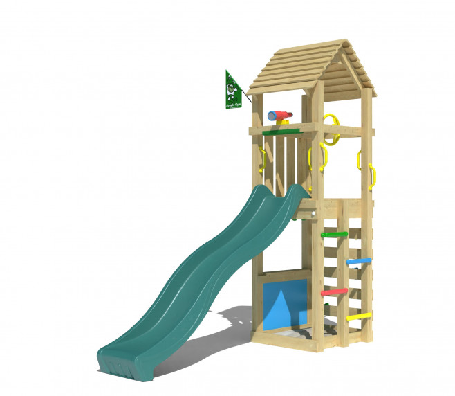 Jungle Nook | Wooden climbing frame with slide & market stall Jungle Nook | Wooden climbing frame with slide & market stall