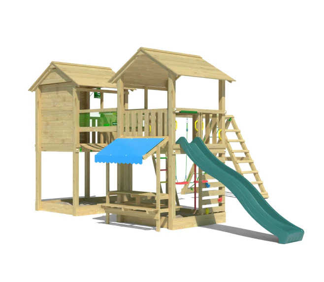 Jungle Botan | Wooden climbing frame with swings & climbing net Jungle Botan | Wooden climbing frame with swings & climbing net