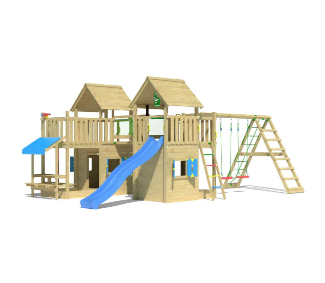 Jungle Titan | Tower playhouse with swings & climbing net Jungle Titan | Tower playhouse with swings & climbing net