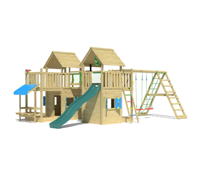 Jungle Titan | Tower playhouse with swings & climbing net Jungle Titan | Tower playhouse with swings & climbing net