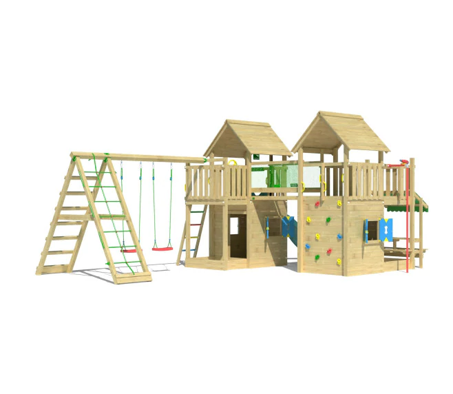 Jungle Titan | Tower playhouse with swings & climbing net Jungle Titan | Tower playhouse with swings & climbing net