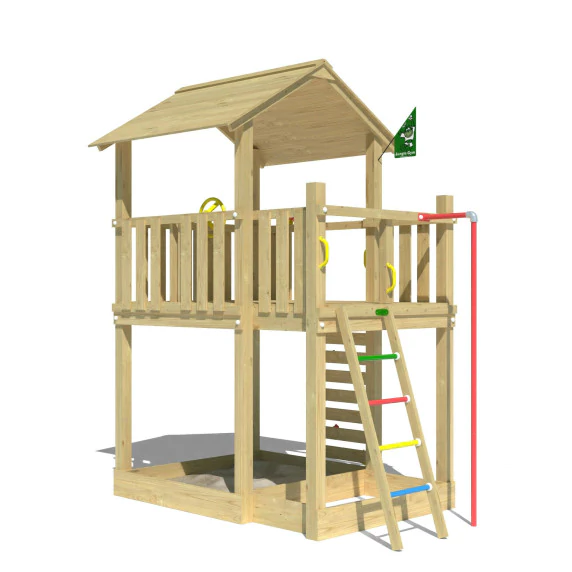 Jungle Chalet | Wooden climbing frame with fireman's pole Jungle Chalet | Wooden climbing frame with fireman's pole