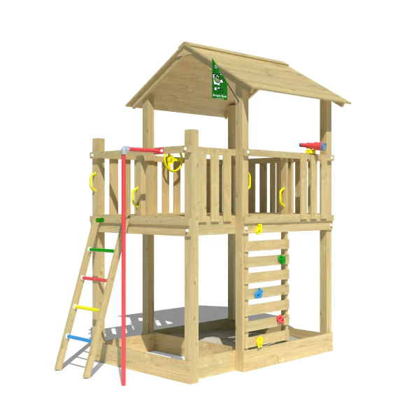 Jungle Chalet | Wooden climbing frame with fireman's pole Jungle Chalet | Wooden climbing frame with fireman's pole