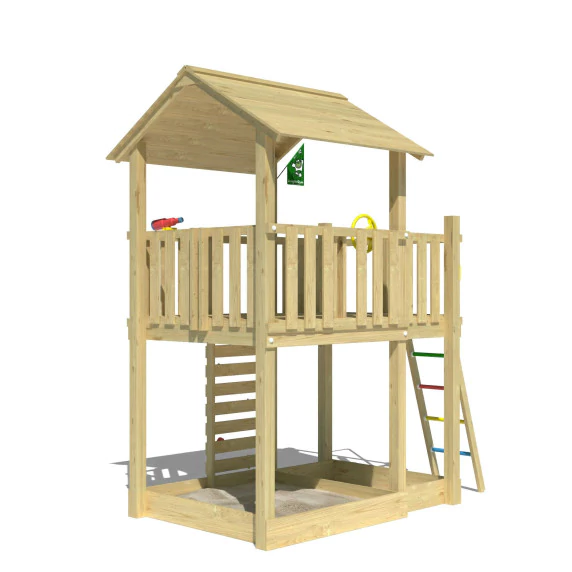 Jungle Chalet | Wooden climbing frame with fireman's pole Jungle Chalet | Wooden climbing frame with fireman's pole
